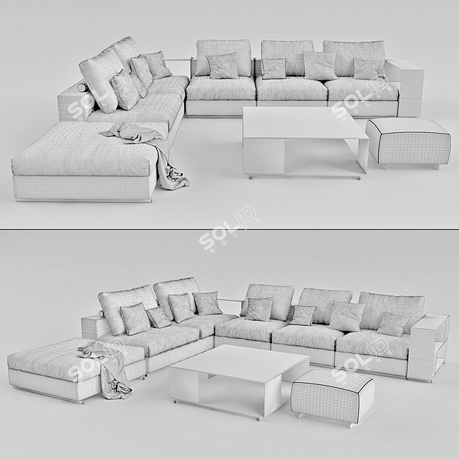 Modular Sofa FLEXFORM Groundpiece Set 3D model image 3