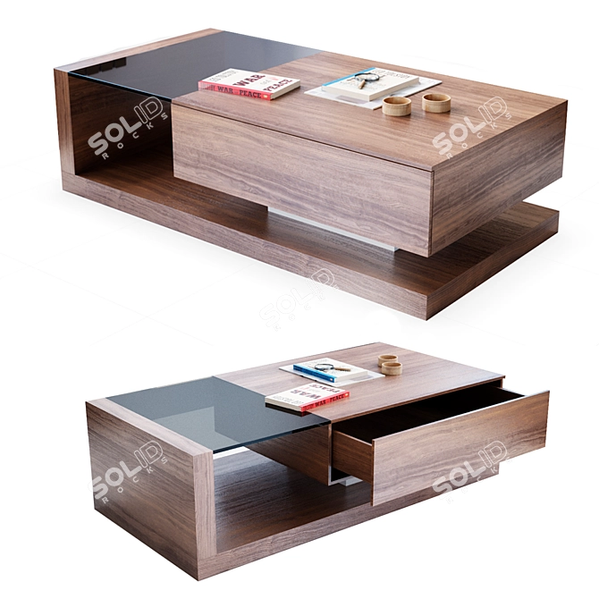 Walnut Cube Coffee Table | Jual Furnishings 3D model image 1