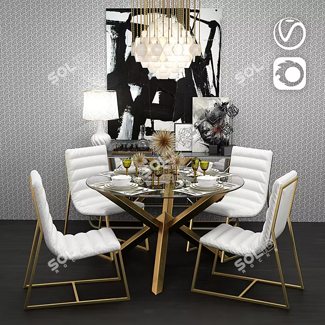 Modern Costa Dining Set 3D model image 1