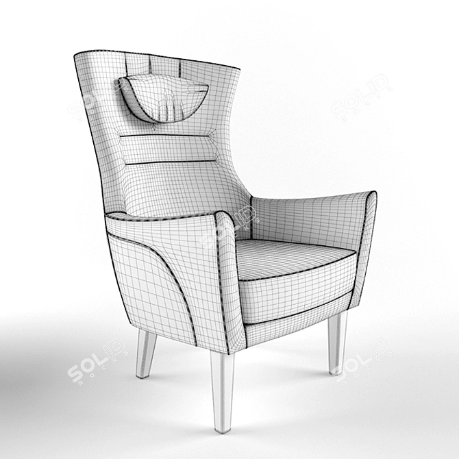 Stylish Stockholm High-Back Armchair 3D model image 3