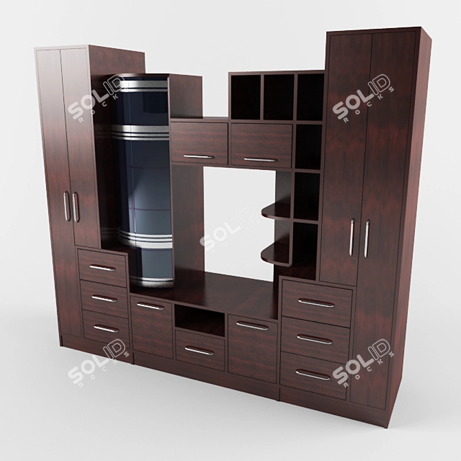 Elegant Glass Showcase Wall 3D model image 1