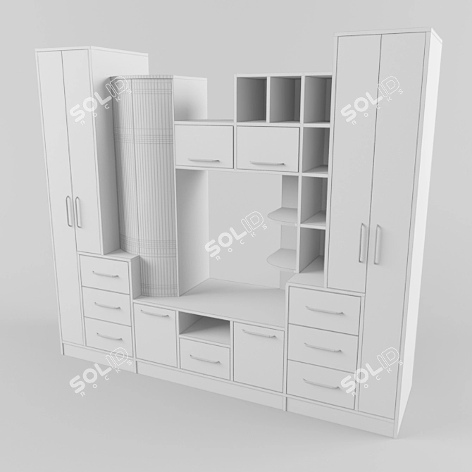 Elegant Glass Showcase Wall 3D model image 2