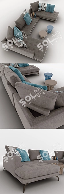 Contemporary Sofa in Brown Tones 3D model image 2
