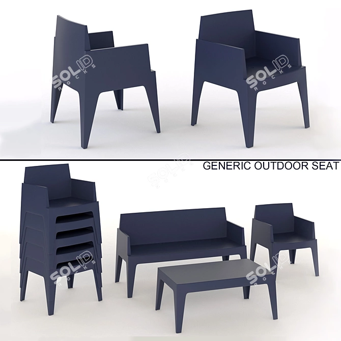 Sleek Outdoor Chair Set 3D model image 1