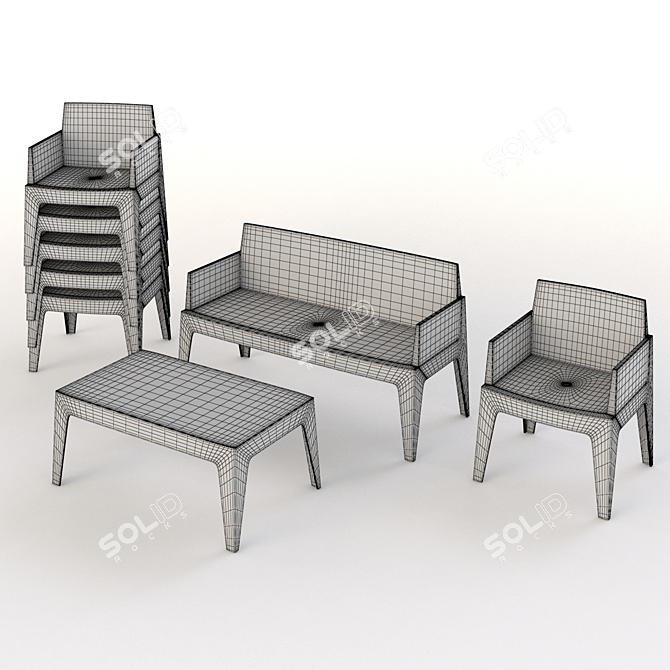 Sleek Outdoor Chair Set 3D model image 2