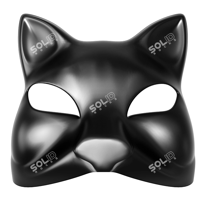 Sleek Black Cat Mask 3D model image 1