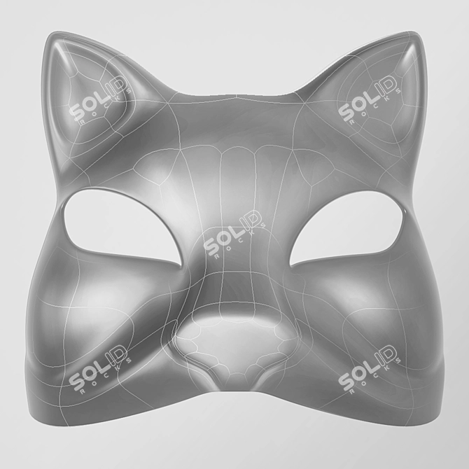 Sleek Black Cat Mask 3D model image 2