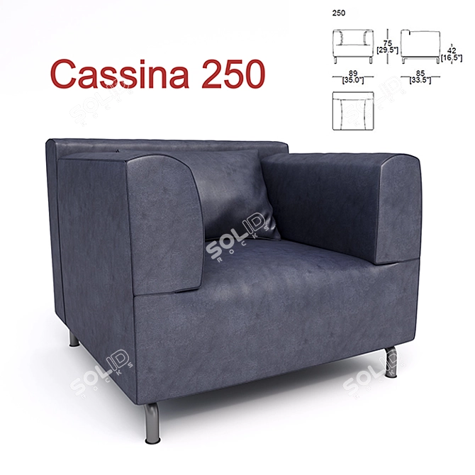 Cassina 250: Leather Armchair with Metal Base 3D model image 1