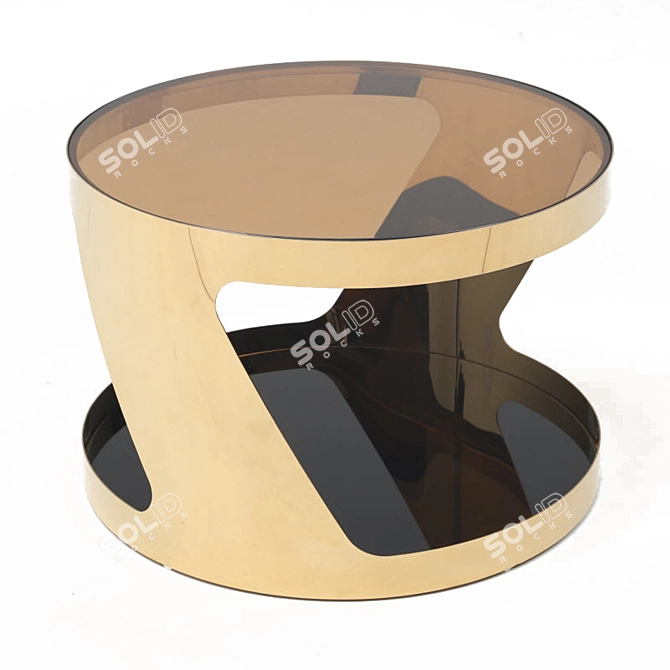 Luxurious Gold Steel and Glass Coffee Table 3D model image 1