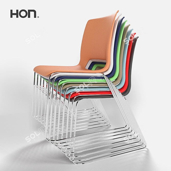 HON Motivate Stack Chairs: Vibrant Colors, Stacking Convenience 3D model image 1