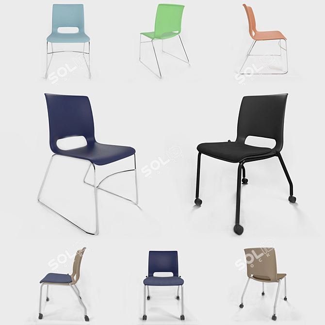 HON Motivate Stack Chairs: Vibrant Colors, Stacking Convenience 3D model image 2
