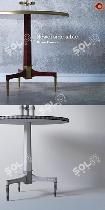 Sleek Glass Rod Lamp & Elegant Newel Side Table by Thomas Pheasant 3D model image 3