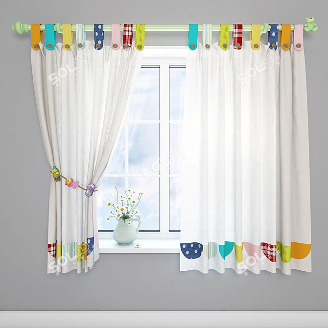 Light Nursery Curtains 3D model image 1