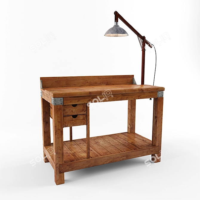 Elegant Wooden Table 610mm 3D model image 1