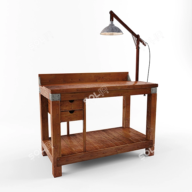 Elegant Wooden Table 610mm 3D model image 2