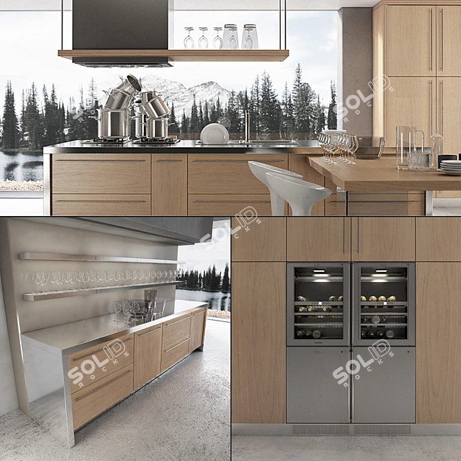 Sleek Kitchen Set with Gaggenau 3D model image 1