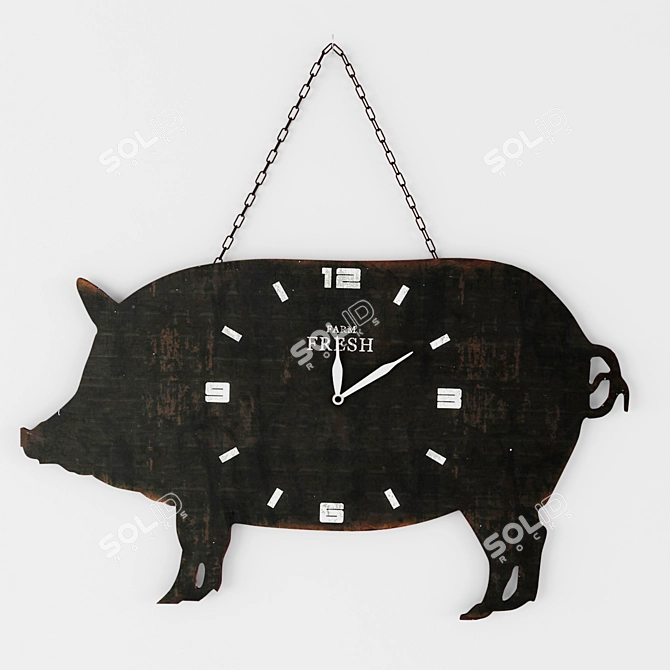 Rustic Steel Farm Fresh Clock 3D model image 1