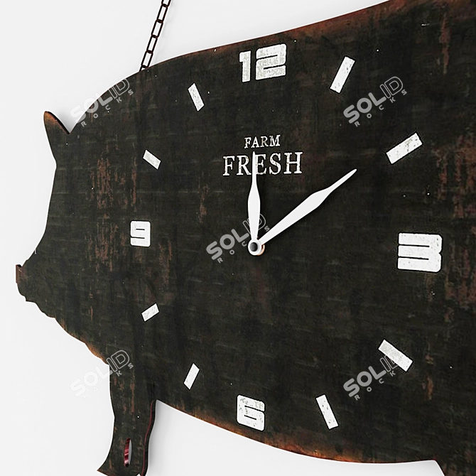 Rustic Steel Farm Fresh Clock 3D model image 2