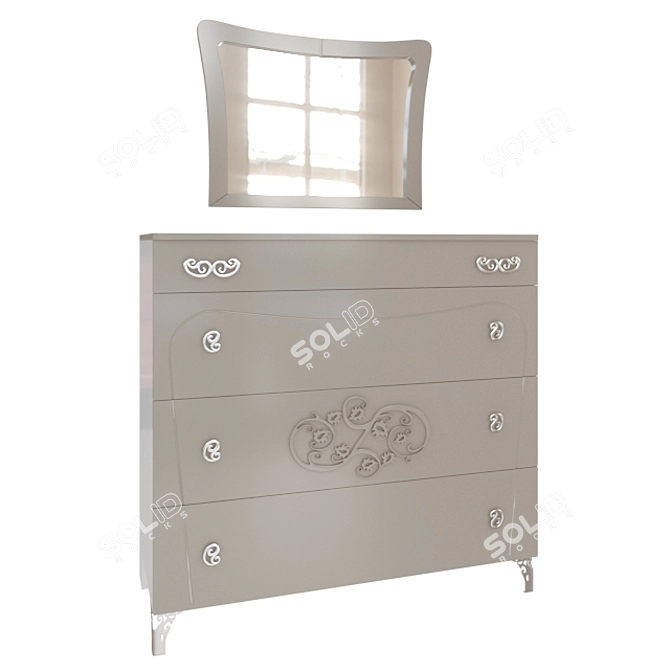 Floriana Furniture Set: Wardrobe, Dresser & Mirror 3D model image 2