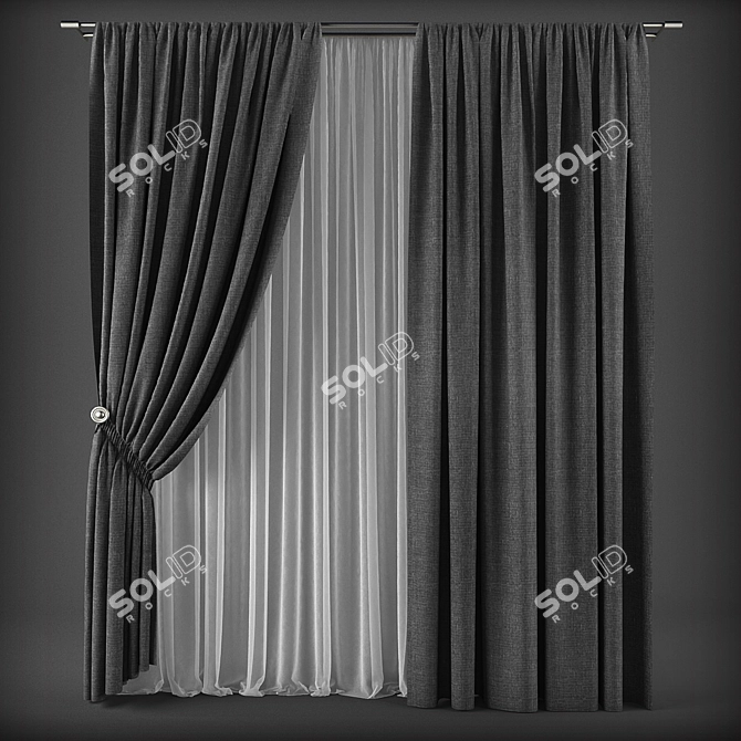 Elegant Window Drapes 3D model image 1