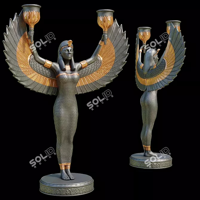 Isis Candlestick: Goddess of Motherhood 3D model image 1