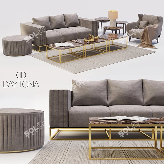 Elegant Daytona Living Set 3D model image 1
