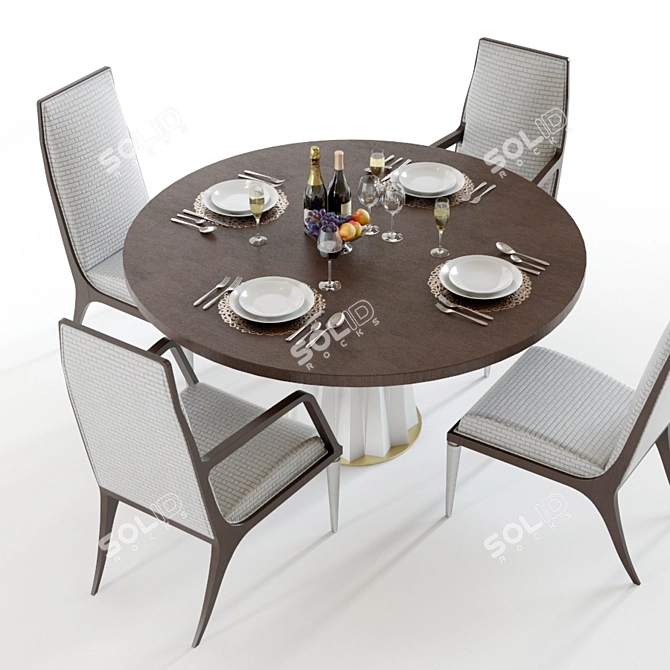 Elegant Baker Dining Set 3D model image 2