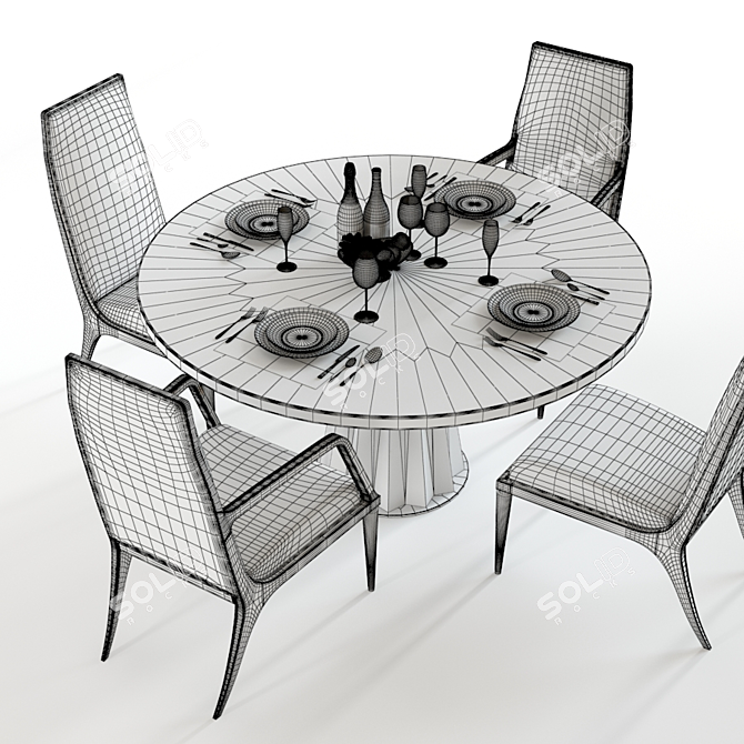 Elegant Baker Dining Set 3D model image 3