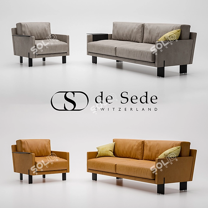 Luxury Desede DS-77 Sofa & Armchair 3D model image 1