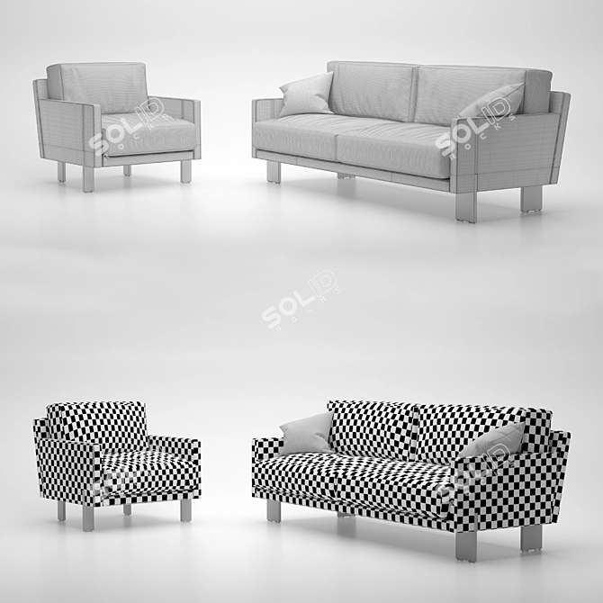 Luxury Desede DS-77 Sofa & Armchair 3D model image 3