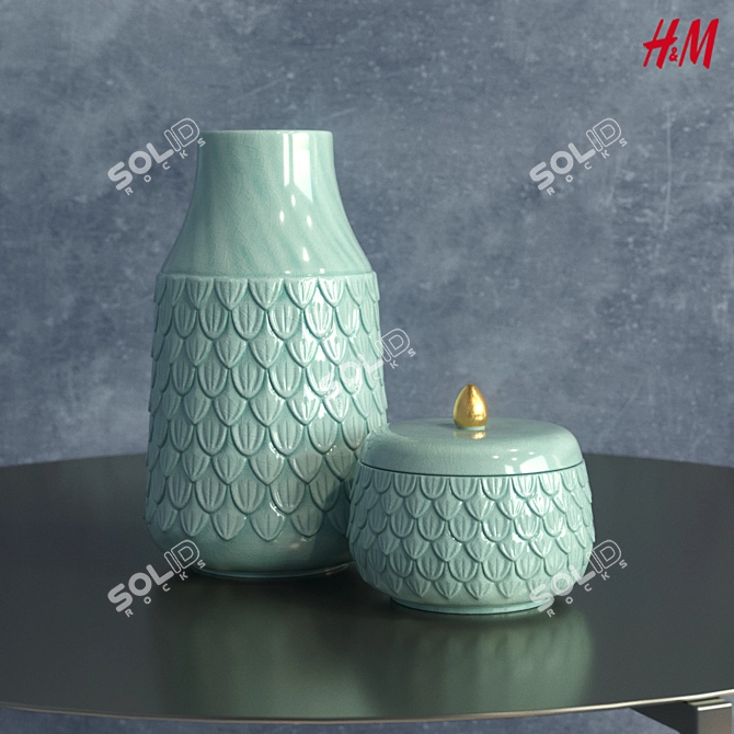 Textured Stoneware Vase: Elegant & Tall 3D model image 1