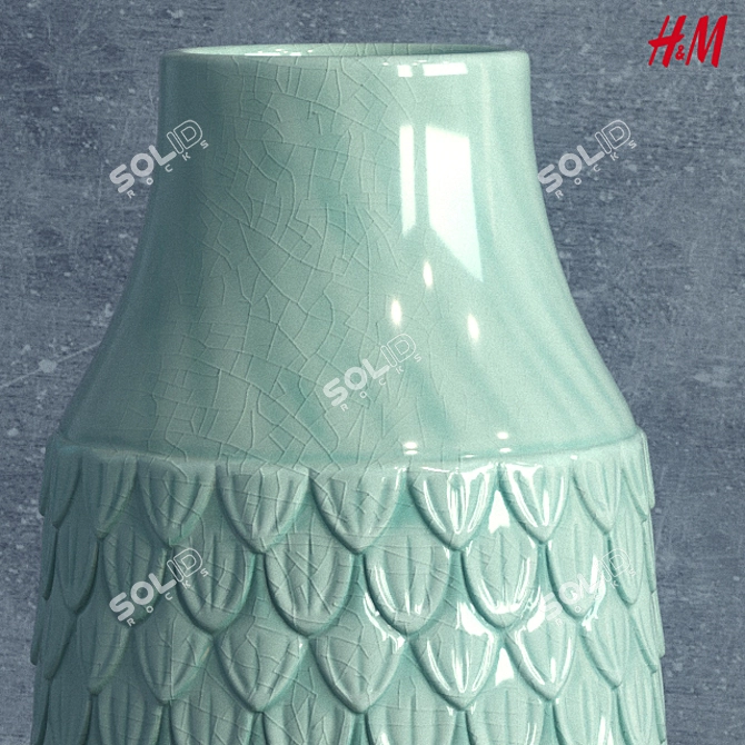 Textured Stoneware Vase: Elegant & Tall 3D model image 2