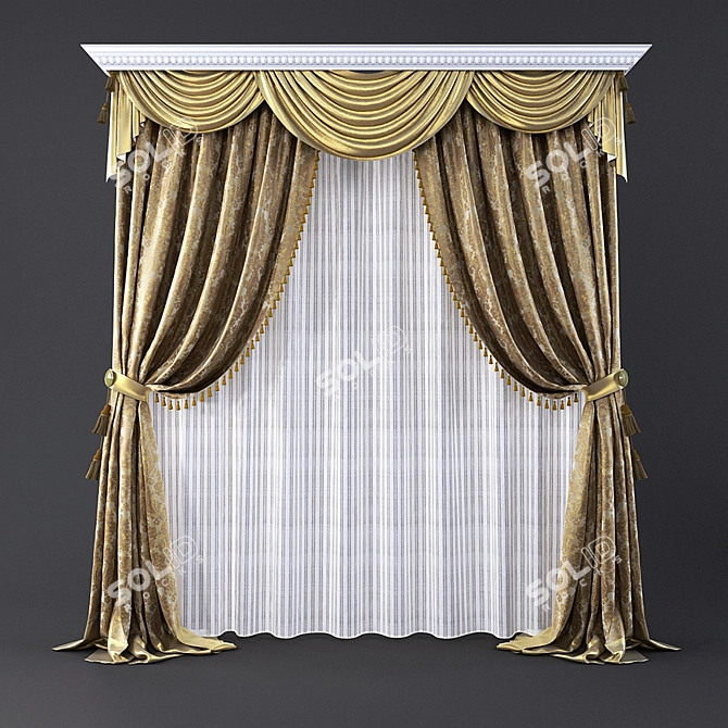 Classic Style Drapery: Elegant and Timeless 3D model image 1