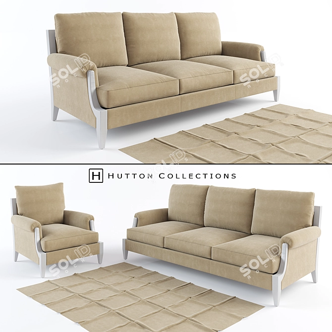 Hutton Dormand Collection: 3-Seat Sofa & Club Chair Set 3D model image 1