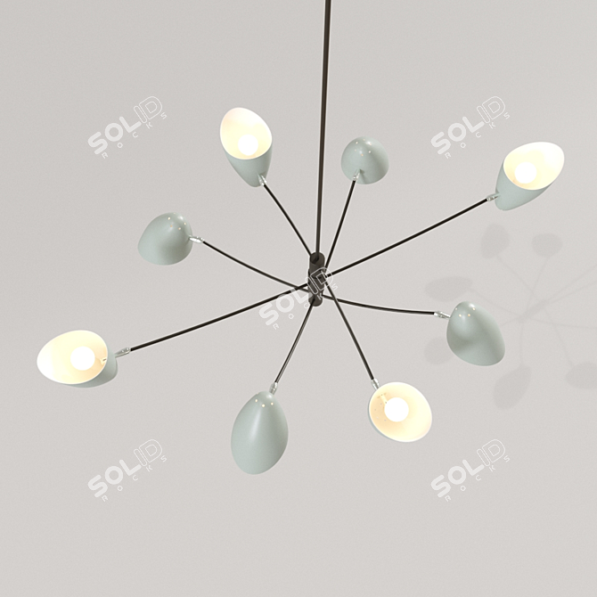 Sleek Aluminum Bullet Chandelier 3D model image 2