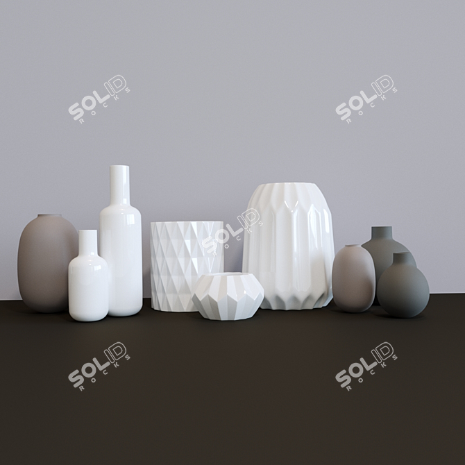 Sleek H&M Vases 3D model image 1