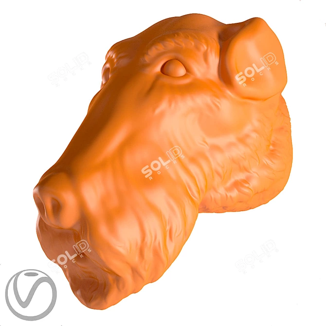 Adorable Fox Terrier Head Sculpture 3D model image 1