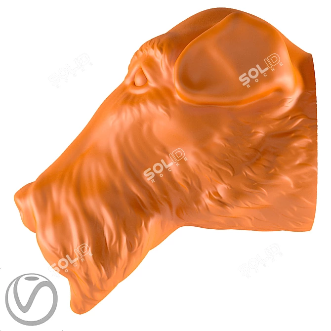 Adorable Fox Terrier Head Sculpture 3D model image 3