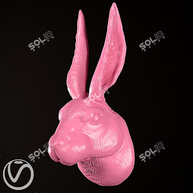 Whimsical Rabbit Head Sculpture 3D model image 1