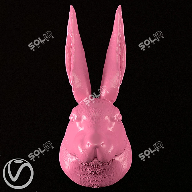 Whimsical Rabbit Head Sculpture 3D model image 2