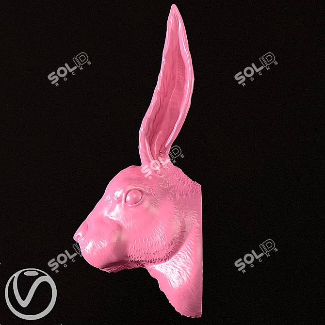 Whimsical Rabbit Head Sculpture 3D model image 3