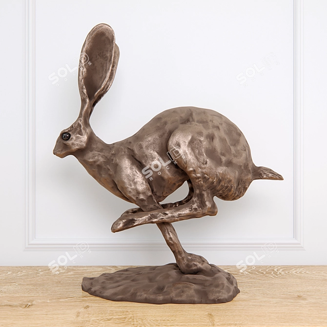 Bronze Bunny Sculpture 3D model image 1