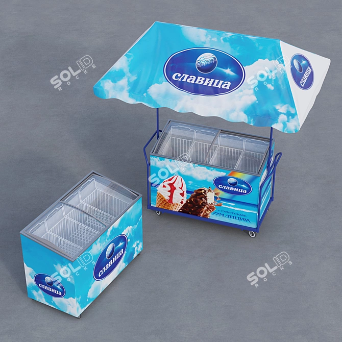 Freeze & Camp: Ice Cream Fridge & Tent 3D model image 1