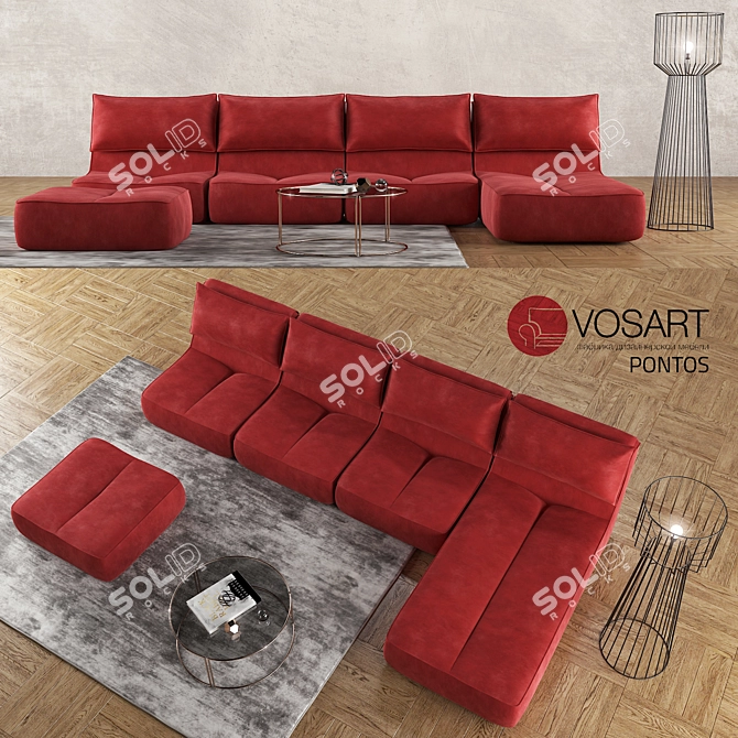 VOSART PONTOS: Stylish 3-Seater Sofa 3D model image 1