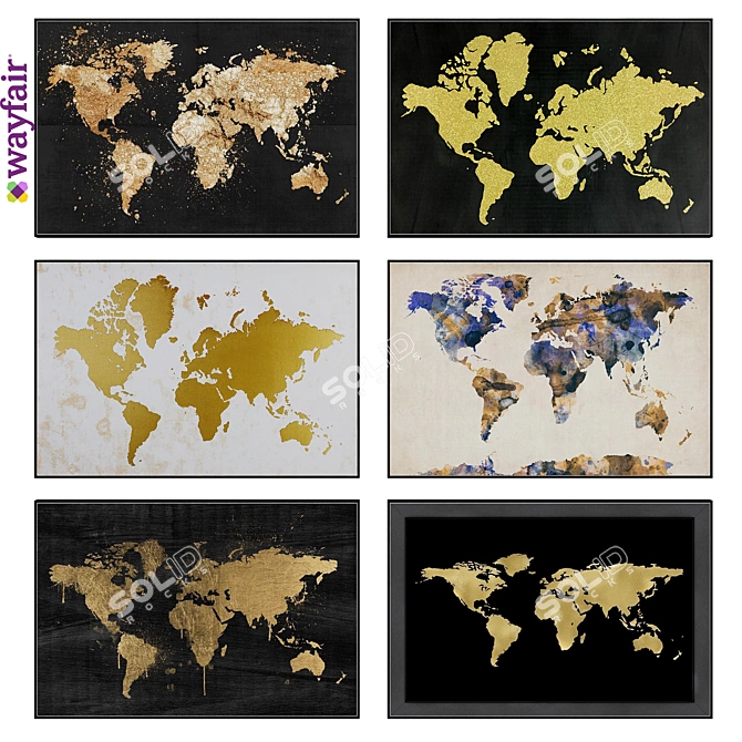 World Map Canvas Art 3D model image 1