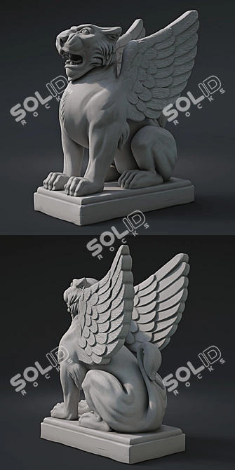 Replica Winged Lion Statue: Exquisite Eichholtz Collectible 3D model image 2