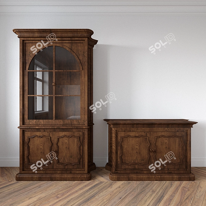 Natural Wood Furniture Set 3D model image 1