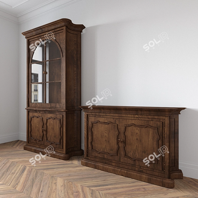 Natural Wood Furniture Set 3D model image 2