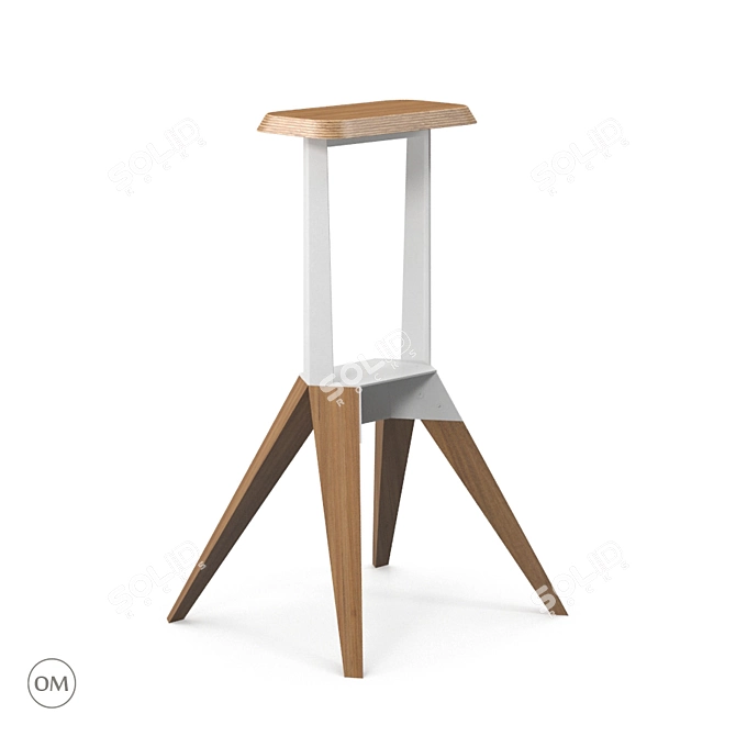 Sleek and Modern K4 Barstool 3D model image 1
