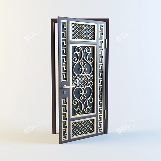 Modern Metal Entrance Door - "Uzkovka 3D model image 1